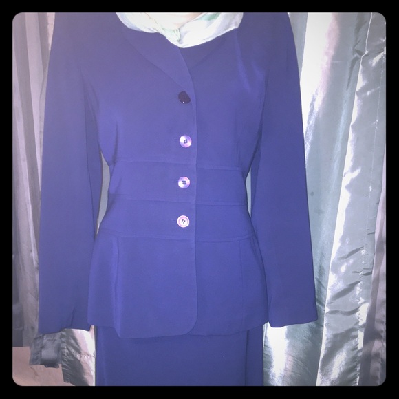 Kasper New Womens Ocean Blue Tiered 2pc Plus Size Skirt Suit